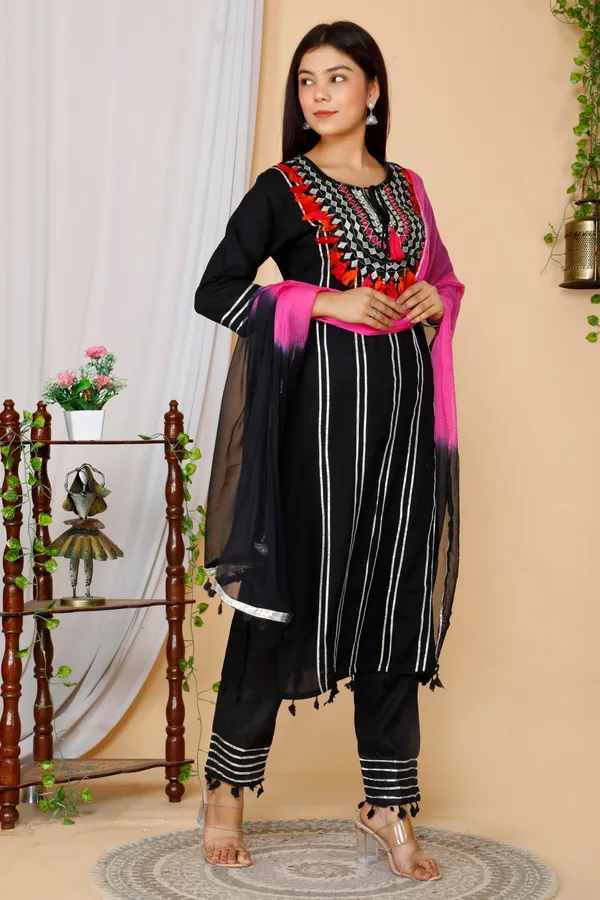 Women's_Black_Embroidered_Straight_Kurta_And_Palazzo_With_Dupatta_Set_-_Doriyan