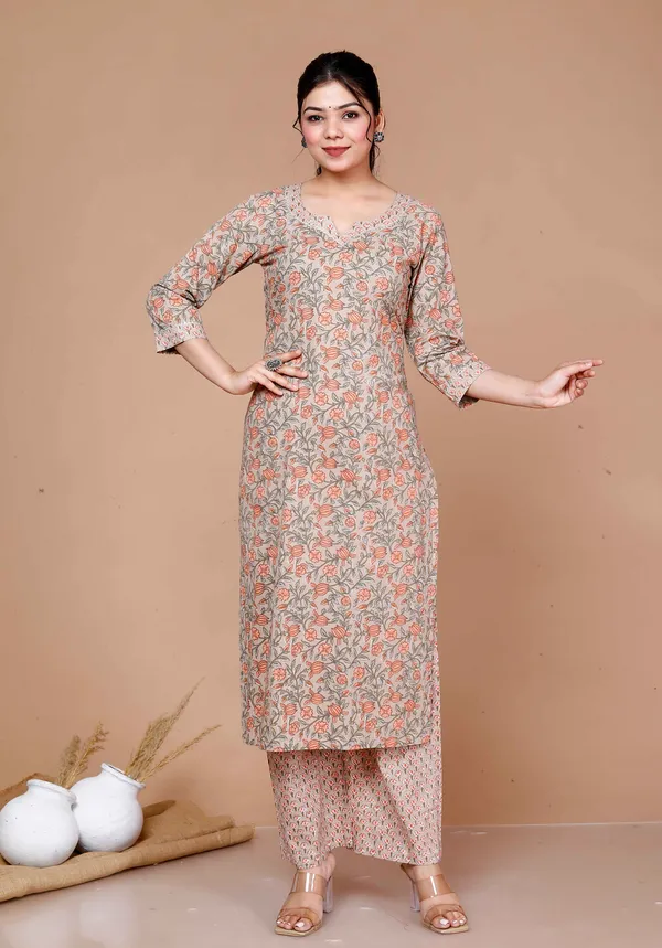 Women'S_Brown_Pure_Cotton_Printed_Straight_Kurta_And_Palazzo_-_Doriyan
