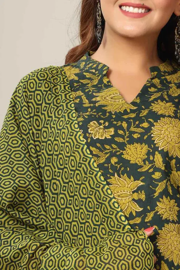 Women's_Green_Floral_Printed_Pure_Cotton_Kurta_With_Sharara_&_With_Dupatta_-_Doriyan
