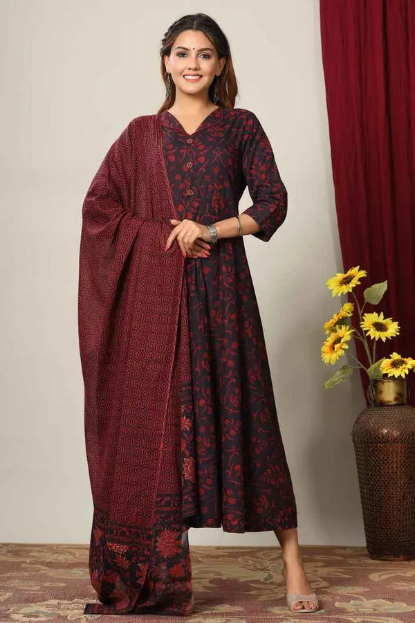 Women's_Maroon_Printed_Cotton_Anarkali_Kurta_&_Dupatta_-_Doriyan
