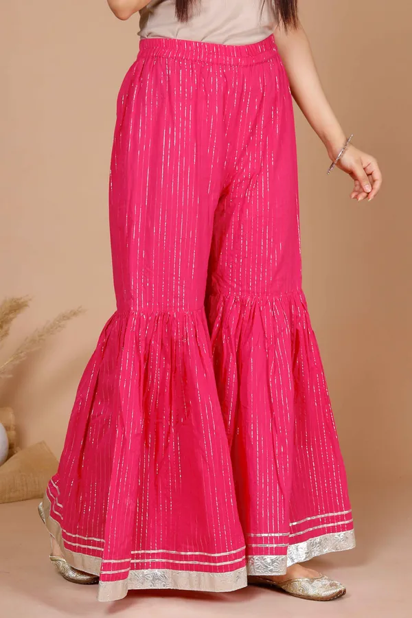 Women's_Pink_Printed_A-Line_Gotta_Patti_Lurex_Cotton_Kurti_With_Sharara_-_Doriyan