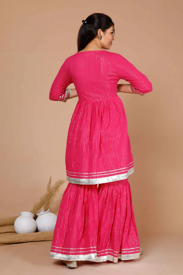 Women's_Pink_Printed_A-Line_Gotta_Patti_Lurex_Cotton_Kurti_With_Sharara_-_Doriyan