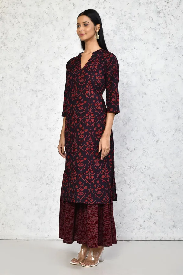 Women's_Cotton_Floral_Print_Straight_Kurta_Sharara_Set_-_Doriyan