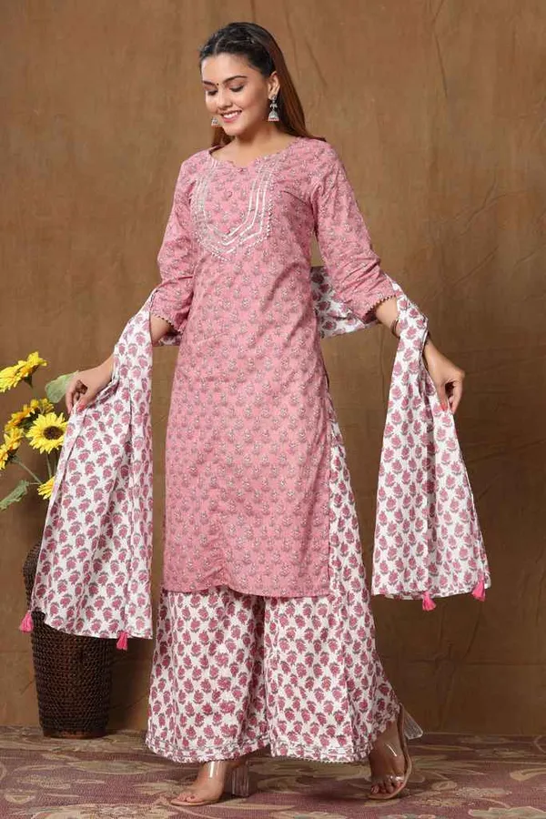 Women's_Cotton_Kurta_With_Palazzo_&_Dupatta_Set_-_Excess