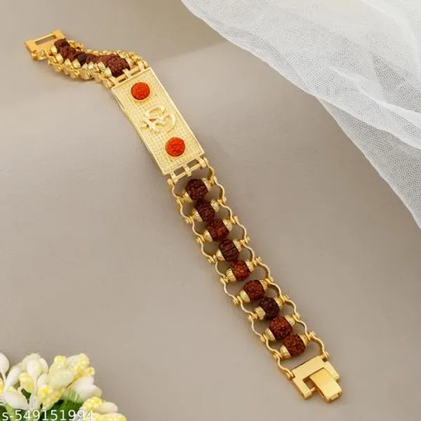 Gold_Plated_Modern_Om_Rudraksha_Bracelet