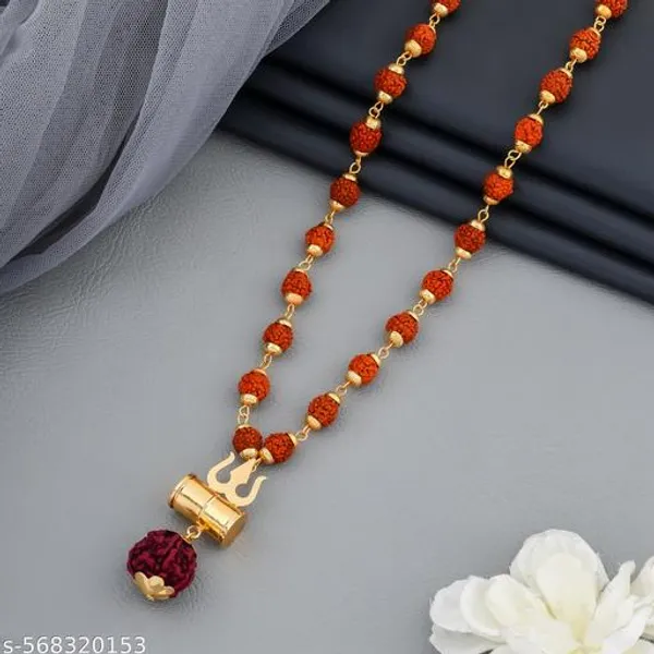Gold_plated_five_face_rudraksh_mala_with_Damru_locket