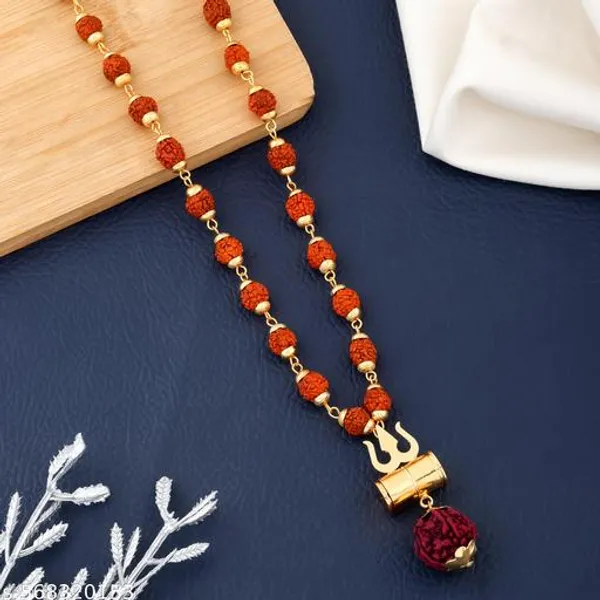 Gold_plated_five_face_rudraksh_mala_with_Damru_locket