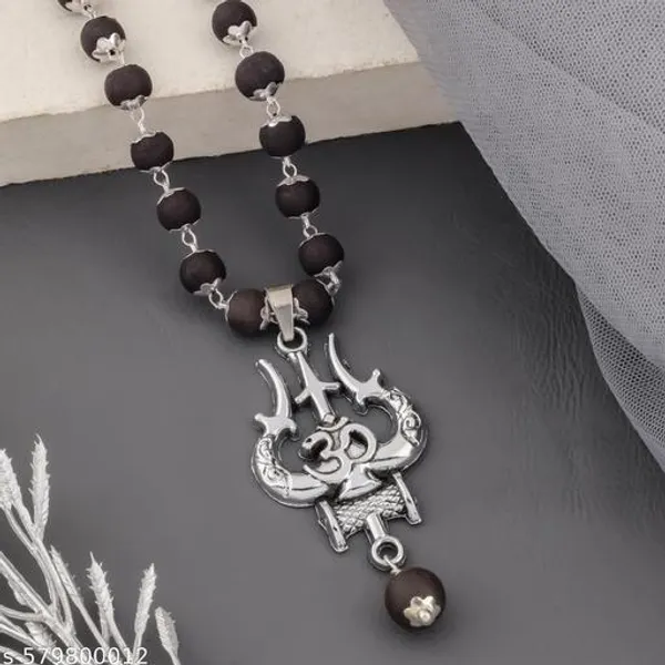 Silver_plated_karungali_mala_with_Trisul_Locket