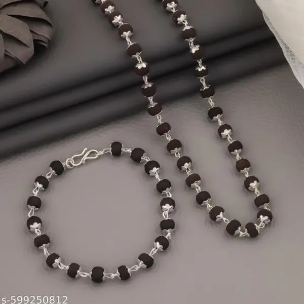 Silver_Plated_Karungali_Mala_+_Karungali_Bracelet_Combo_For_Men