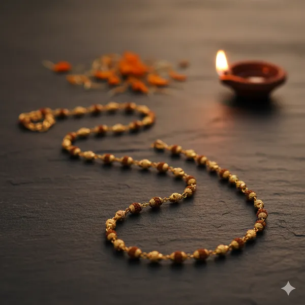 5_Face_original_Rudraksh_mala_combination_Cnc_cutting_Brass_Ball_4_mm