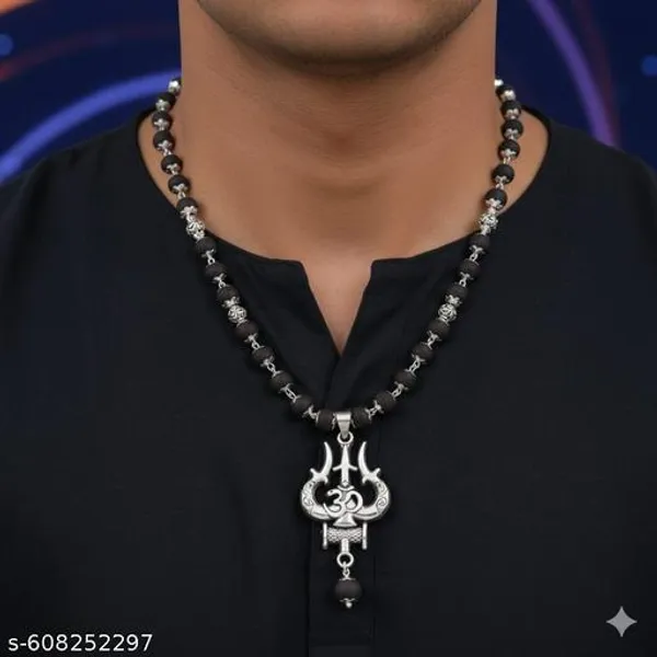 Original_Ebony_wood_Karungali_Trisul_Locket_with_malai
