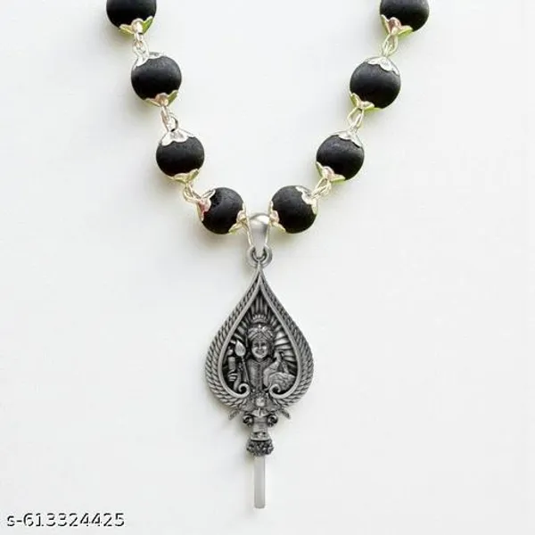 Original_Ebony_wood_silver_plated_karungali_malai_with_Murgan_Trisul_Locket