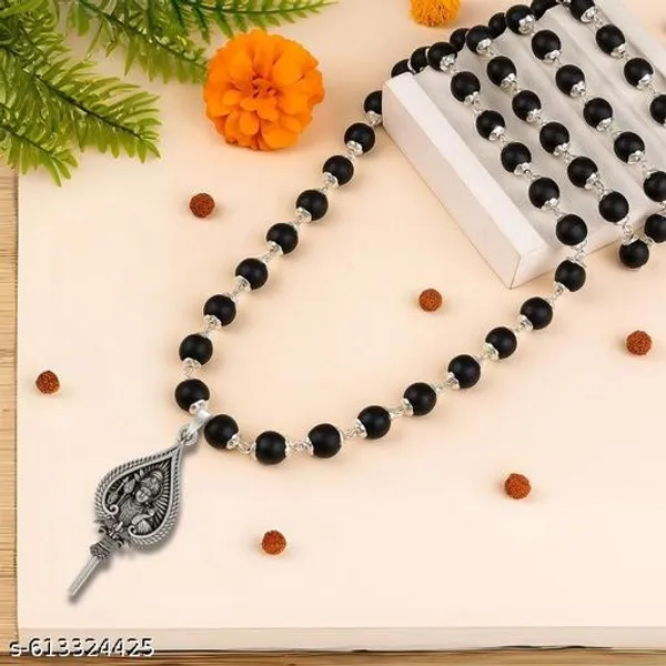 Original_Ebony_wood_silver_plated_karungali_malai_with_Murgan_Trisul_Locket