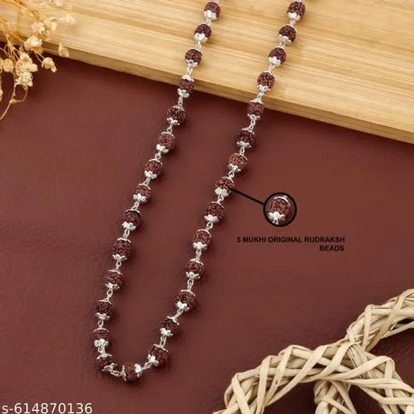 Original_Five_Face_Rudraksh_silver_plated_mala_6_mm_rudraksh_54_Beads_primium_Quality