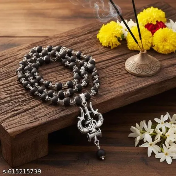Original_Authentic_karungali_silver_plated_malai_with_om_Trisul_Locket