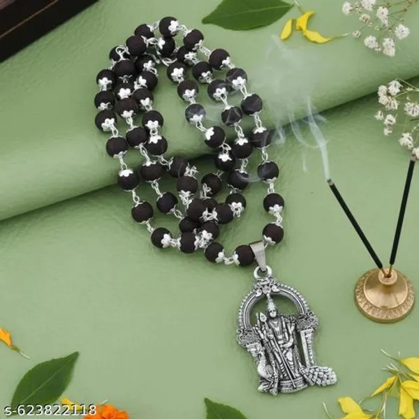 Karungali_Malai_Silver_Cap_Plated_Necklace_with_murugan_locket_Beads_size_8_mm_54_Beads_original_Authentic_karungali_Beads_Lab_certified_mala