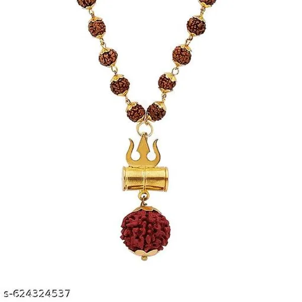 Original_Authentic_Five_Rudraksha_gold_plated_mala_with_Damru_Locket_primium_Quality_8_mm_54_Beads