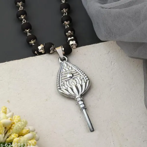 Original_Authentic_karungali_silver_plated_mala_with_Murgan_Trisul_Tilak_locket_8_mm_54_Beads_premium_Quality