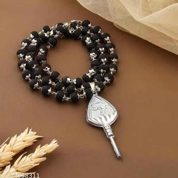 Original_Authentic_karungali_silver_plated_mala_with_Murgan_Trisul_Tilak_locket_8_mm_54_Beads_premium_Quality