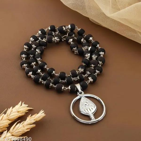 Original_Authentic_karungali_silver_plated_mala_with_Murgan_Trisul_Tilak_locket_8_mm_54_Beads_premium_Quality