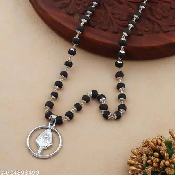 Original_Authentic_karungali_silver_plated_mala_with_Murgan_Trisul_Tilak_locket_8_mm_54_Beads_premium_Quality