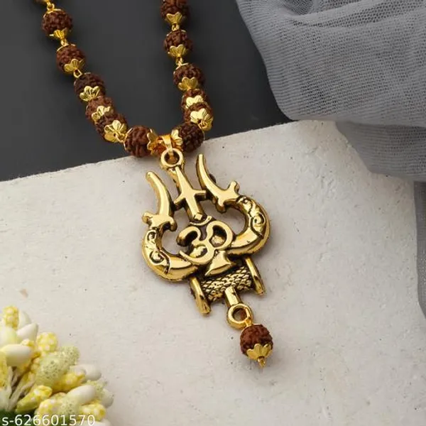 Orignal_Five_Face_Rudraksh_Gold_plated_mala_with_Om_Trisul_Locket_premium_Quality