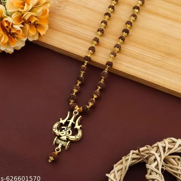 Orignal_Five_Face_Rudraksh_Gold_plated_mala_with_Om_Trisul_Locket_premium_Quality