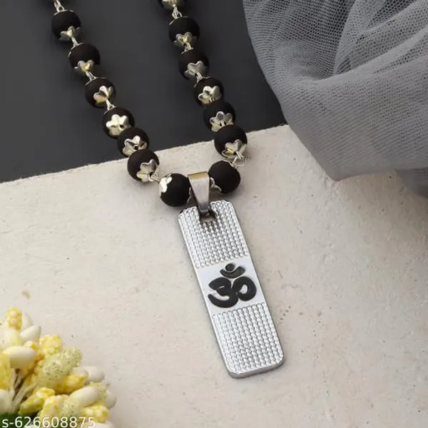 Original_Authentic_karungali_silver_plated_mala_with_om_locket_8_mm_54_Beads_premium_Quality