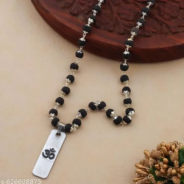 Original_Authentic_karungali_silver_plated_mala_with_om_locket_8_mm_54_Beads_premium_Quality
