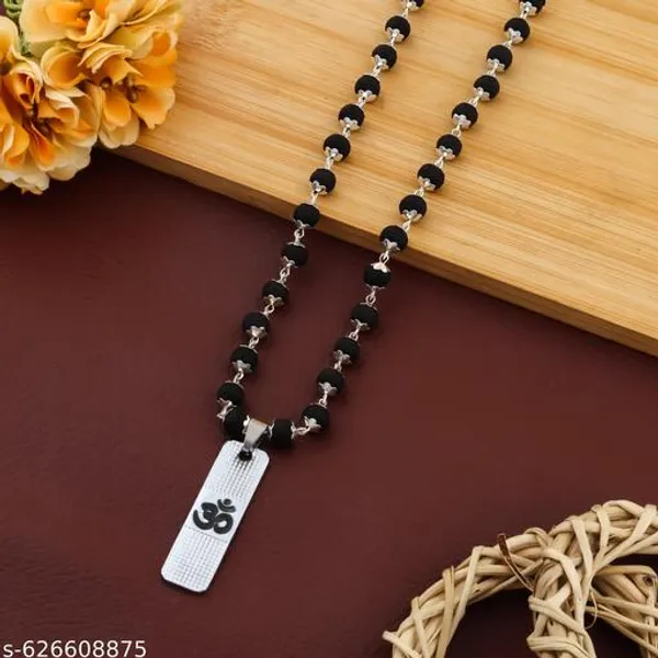 Original_Authentic_karungali_silver_plated_mala_with_om_locket_8_mm_54_Beads_premium_Quality