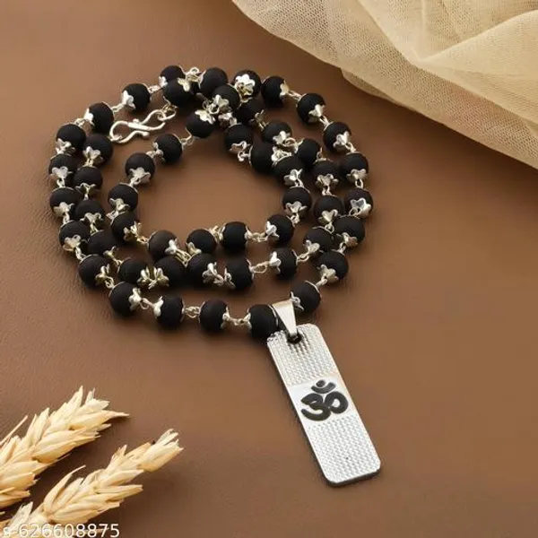 Original_Authentic_karungali_silver_plated_mala_with_om_locket_8_mm_54_Beads_premium_Quality