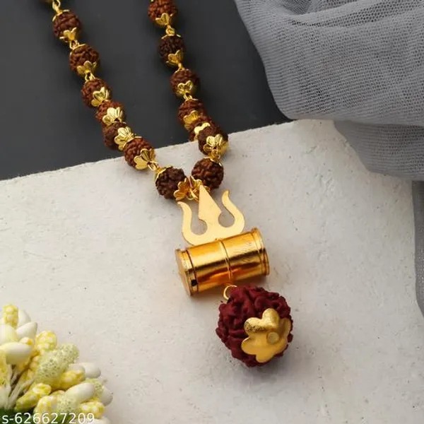 Orignal_5_mukhi_Rudraksh_Mala_with_Gold_plated_Damru_Locket