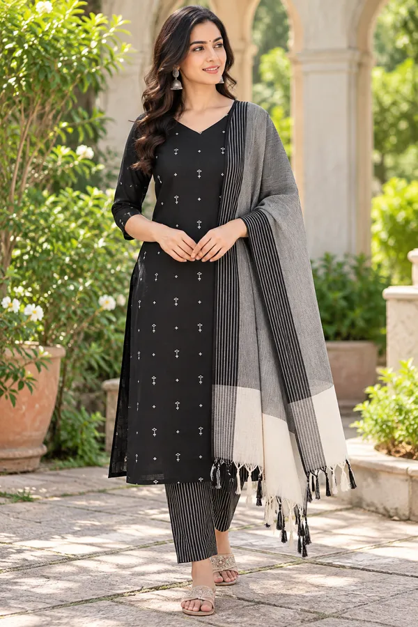 Women’s_South_Cotton_Butta_Kurta_Pant_Dupatta_Set