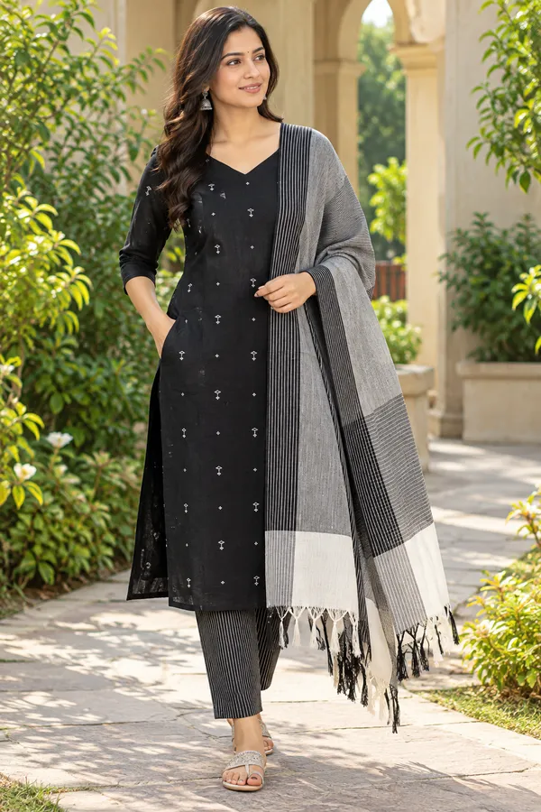 Women’s_South_Cotton_Butta_Kurta_Pant_Dupatta_Set