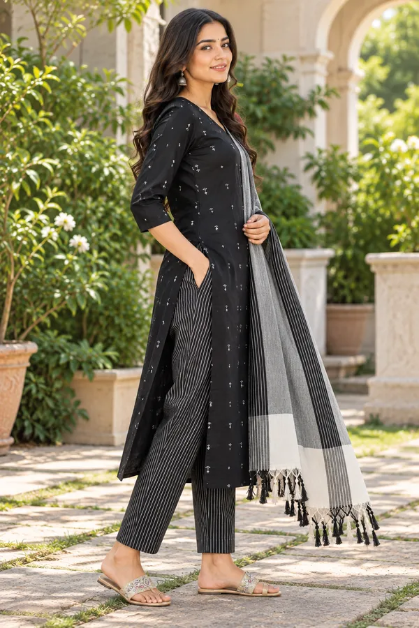 Women’s_South_Cotton_Butta_Kurta_Pant_Dupatta_Set