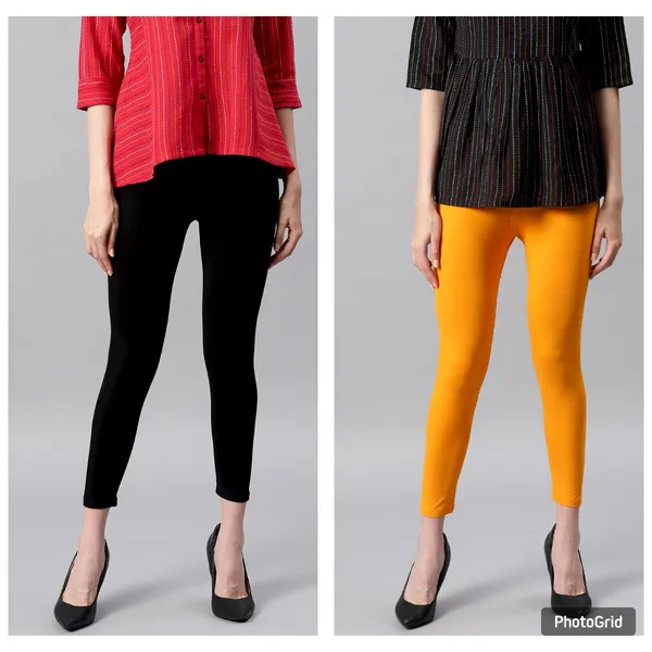 Black_and_Mustard_Rayon_Blend_Leggings_With_Elasticated_Waist_For_Women_Combo_Set_(Pack_Of_2)