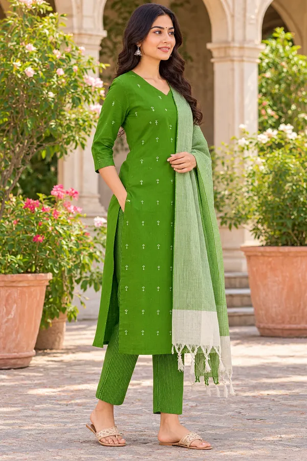 Women’s_South_Cotton_Butta_Kurta_Pant_Dupatta_Set