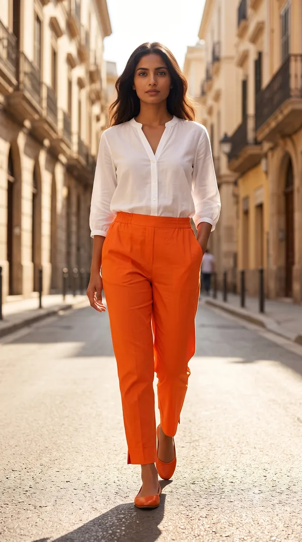 Women's_Orange_Cotton_Straight_Pants_with_Pockets