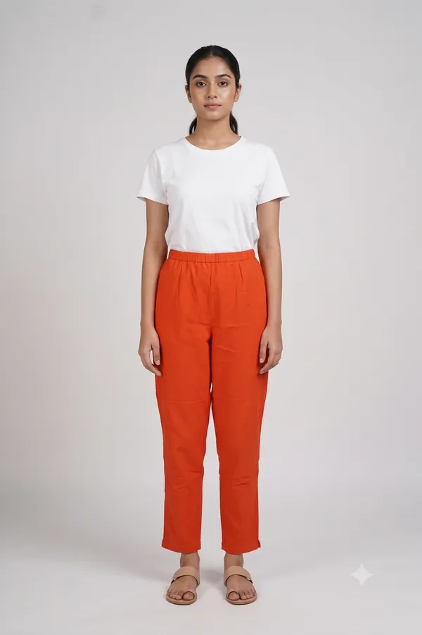 Women's_Orange_Cotton_Straight_Pants_with_Pockets