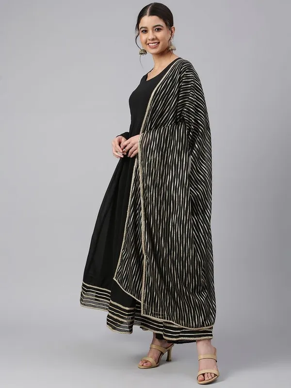 Black_Georgette_Solid_Kurta_with_and_Dupatta