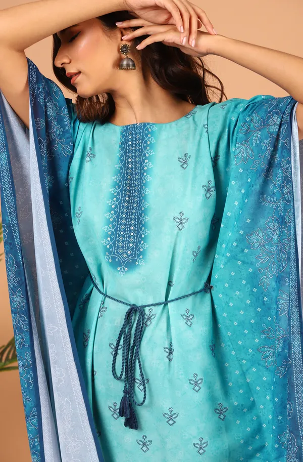 Blue_Poly_Georgette_Kaftan_For_Women