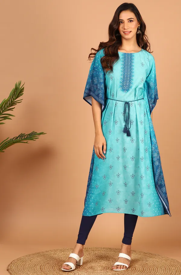 Blue_Poly_Georgette_Kaftan_For_Women