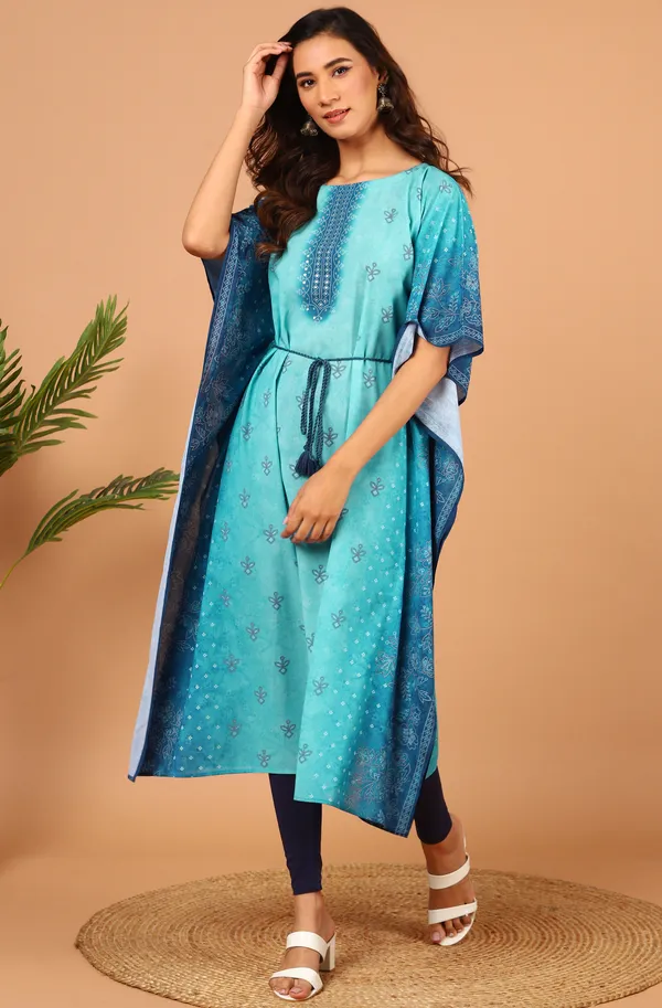 Blue_Poly_Georgette_Kaftan_For_Women