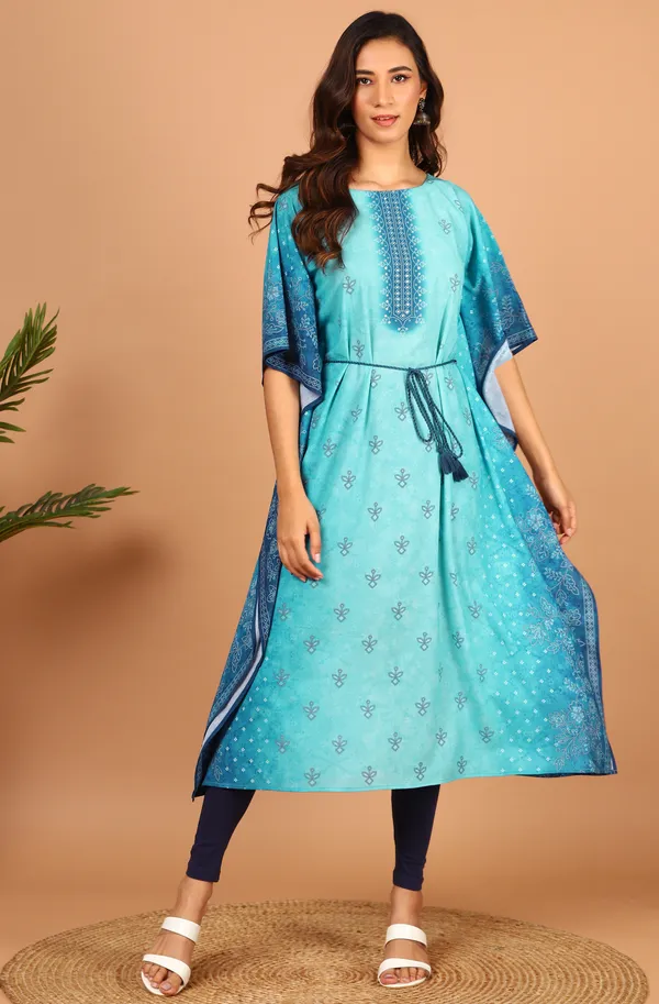 Blue_Poly_Georgette_Kaftan_For_Women