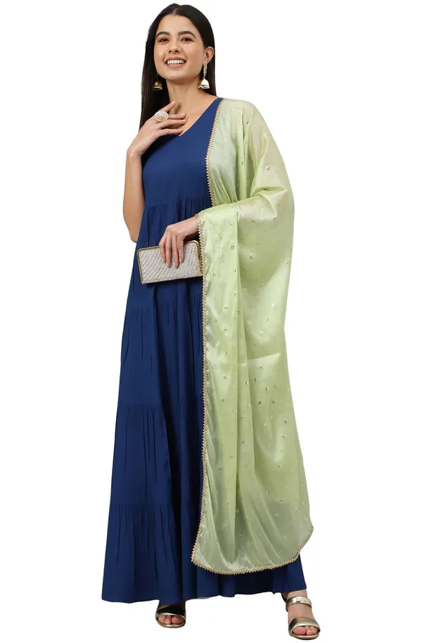 Dark_Blue_Rayon_Solid_Kurta_with_Dupatta
