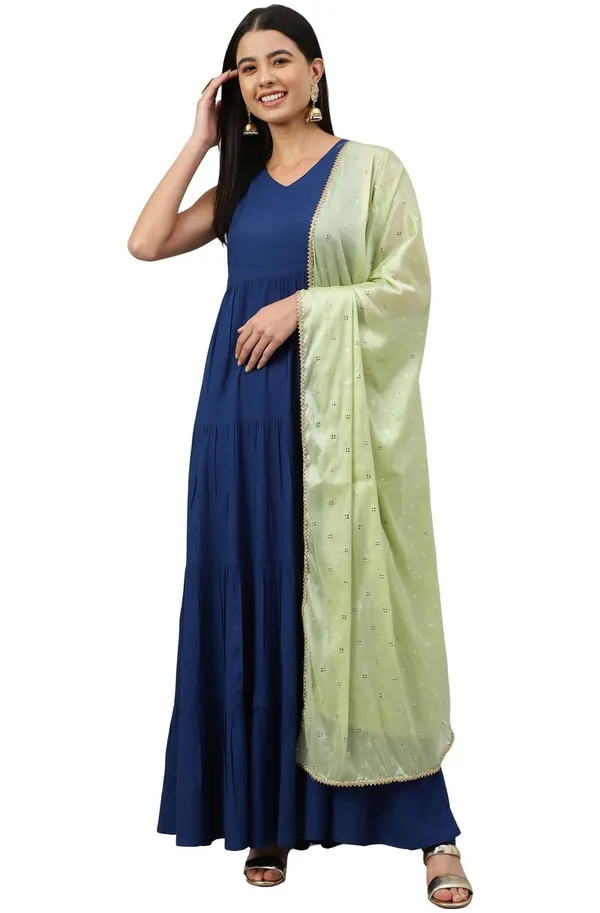 Dark_Blue_Rayon_Solid_Kurta_with_Dupatta