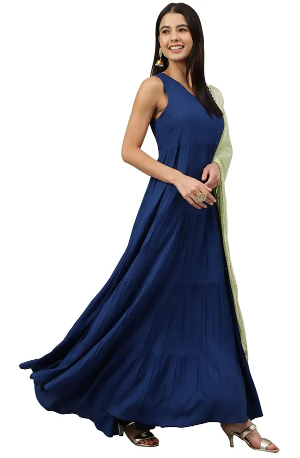 Dark_Blue_Rayon_Solid_Kurta_with_Dupatta