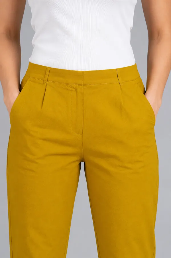 FOLLOWMI_Women's_Mustard_Yellow_Straight_Fit_Cotton_Pants_with_Elastic_Waist_&_Side_Pockets