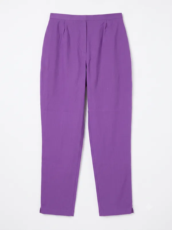 FOLLOWMI_Women's_Solid_Lavender_Straight_Fit_Cotton_Pants_with_Elastic_Waist_&_Side_Pockets