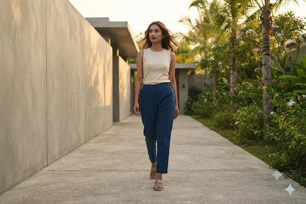 FOLLOWMI_Women's_Solid_Teal_Blue_Straight_Fit_Cotton_Pants_with_Elastic_Waist_&_Side_Pockets